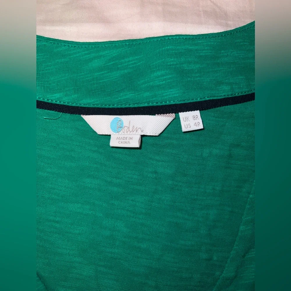 Boden Saskia Rich Emerald Green Jersey Trim Dress Size 4R